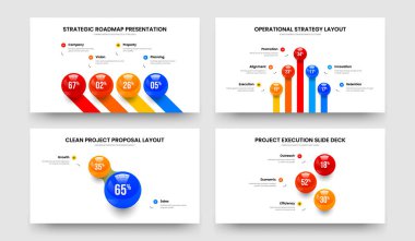 Yatırımcı Performansı 4523 Adım Diyagram Kaydırma Şablonu Paketi. Dijital Gösterge Dört Beş İki Üç Seçenek Çerçeve Tasarım Vektör Resimleri Koleksiyonu.