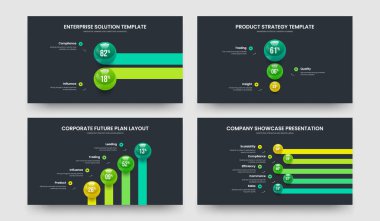 İş Geliştirme 2-3-4-5 Element Diyagram Kaydırma Şablonu Vektör Resimleri Paketi. Finansal Performans 2345 Adım Çizelgesi Sunum Düzeni.
