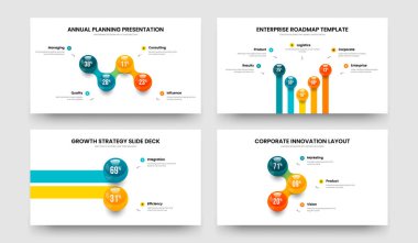 Renkli Strateji 4523 Adım Grafik Kaydırma Şablonu Ayarlandı. Yatırımcı İçgörüsü 4-5-2-3 Element Bilgi Çerçeve Düzeni Vektör İllüstrasyon Koleksiyonu.