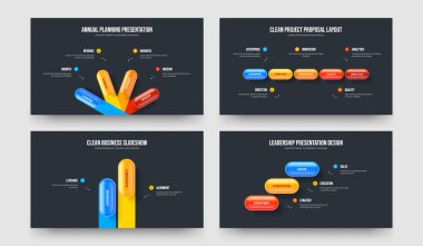 Finansal Performans Dört Beş İki Üç Seçenek Slayt Gösterisi Tasarım Vektörü İllüstrasyon Koleksiyonu. Şirket Analizi 4523 Adım Diyagram Sunum Düzeni Paketi.