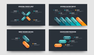 Visual Solution 4 5 2 3 Element Infographic Frame Template Bundle. Business Strategy Four Five Two Three Option Diagram Presentation Layout Vector Illustration Collection.
