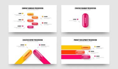 Şirket Şovu 5123 Element Diyagramı Sunum Düzeni Koleksiyonu. Görsel Görselleştirme Beş Bir İki Üç Adım Bilgi Kaydırma Şablonu Vektör Resimleme Paketi.