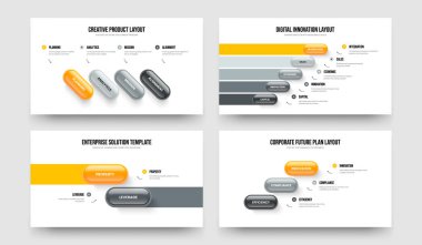 Görsel Performans 4523 Element Bilgi Çerçeve Düzeni Ayarları. Kurumsal Strateji 4-5-2-3 Seçenek Slayt Tasarım Vektörü Çizim Paketi.