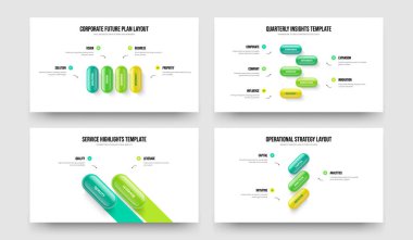Enterprise Planning 4 5 2 3 Step Diagram Slideshow Template Set. Sales Development Four Five Two Three Option Infographic Slide Design Vector Illustration Bundle.