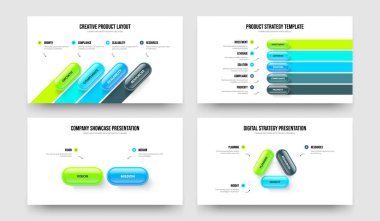 Modern Insight 4 5 2 3 Element Infographic Presentation Design Bundle. Sales Performance Four Five Two Three Step Diagram Slide Layout Vector Illustration Collection.