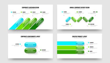 Dijital Şov 4523 Basamaklı Slayt Gösterisi Yerleşimi. Kurumsal Giriş 4-5-2-3 Element Diyagramı Şablon Vektör Çizimi.