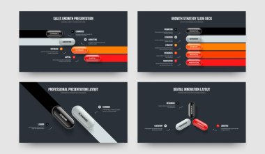 Danışmanlık İcadı Dört Beş İki Üç Adım Bilgi Slayt Gösterisi Şablon Vektör İllüstrasyon Koleksiyonu. Yaratıcı Çözüm 4523 Element Diyagramı Çerçeve Düzeni Ayarları.