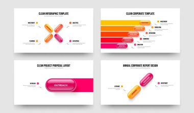 Yatırımcı Analizi 4512 Element Bilgi Çerçeve Düzeni Ayarları. Yaratıcı Rapor Dört Beş Bir İki Adım Slayt Gösterisi Şablon Vektör Resimleri Koleksiyonu.