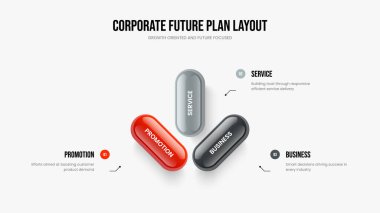 Girişim İcat Üç Element Diyagram Slayt Şablonu. Kurumsal Kampanya Sunumu Tasarım Vektörü İllüstrasyonu. Finansal Geliştirme 3 Seçenek Bilgisel Kaydırma Düzeni.