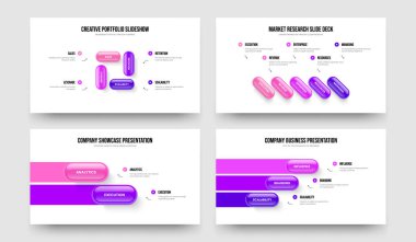 Pazarlama Brifingi 4523 Seçenek Bilgi Sunumu Tasarım Koleksiyonu. Sayısal Büyüme Dört Beş İki Üç Adım Slayt Gösterisi Şablon Çizimi Çizimi.