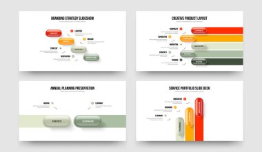 Kurumsal Analiz 4-5-2-3 Element Bilgi Sunumu Tasarım Vektörü İllüstrasyon Paketi. Ürün Büyümesi 4523 Seçenek Slayt Gösterisi Yerleşimi Koleksiyonu.