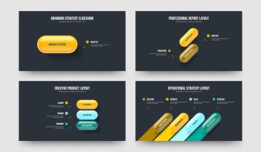 Finansal Planlama 1-2-3-4 Element Bilgi Sunumu Vektör Çizim Paketi. Dijital Öngörü 1234 Adım Diyagramı Şablonu Ayarla.
