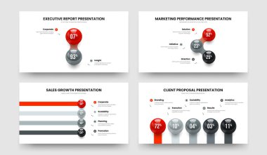 Ürün Geliştirme 2345 Seçenek Bilgi Kaydırağı Tasarım Seti. Eğitim Profili 2-3-4-5 Element Grafik Slayt Gösterisi Vektör Çizim Koleksiyonu.