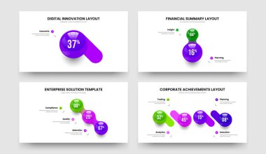Eğitim Analizi 1-2-3-4 Seçenek Çizelgesi Slayt Gösterisi Vektör Çizim Paketi. Danışma Raporu 1234 Adım Grafik Kaydırma Tasarımı.