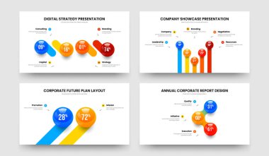 Pazarlama Portföyü 4523 Adım Diyagramı Şablon Paketi. Temiz Performans Dört Beş İki Üç Seçenek Bilgilendirme Sunumu Tasarım Vektörü İllüstrasyonu.