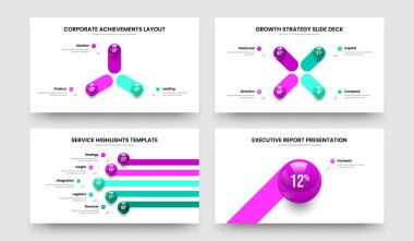 Temiz Profil 3-4-5-1-Basamaklı Tanıtım Düzeni Vektör İllüzyonu Ayarlandı. Yaratıcı Görselleştirme 3451 Element Çerçeve Şablonu Koleksiyonu.