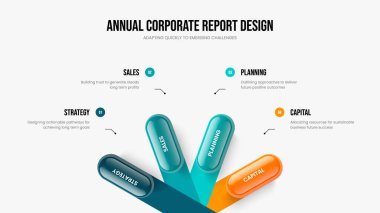 İş Önerisi Dört Adım Diyagram Sunum Tasarımı. Yaratıcı Geliştirme Çerçeve Düzeni Vektör İllüstrasyonu. Pazar Planı 4 Element Bilgi Kaydırma Şablonu.