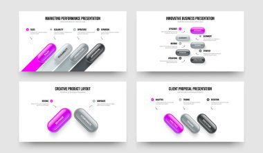 Danışmanlık Çözümü 4-5-2-3 Seçenek Bilgi Kaydırma Düzeni Vektör İllüzyonu Seti. Finansal Performans 4523 Element Diyagramı Sunum Tasarımı Paketi.
