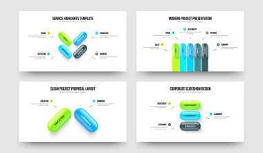 Yatırımcı Portföy Dört Beş İki Üç Seçenek Bilgi Çerçeve Tasarım Vektör İllüstrasyon Koleksiyonu. Servis Performansı 4523 Element Diyagramı Slayt Gösterisi Düzenleme.