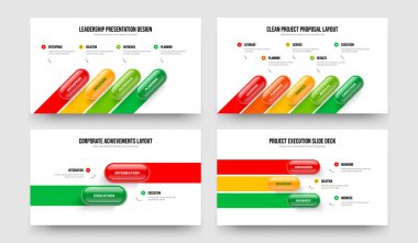 Dijital Büyüme 4523 Adım Diyagram Slayt Şablonu Paketi. Kurumsal Profil Dört Beş İki Üç Seçenek Bilgilendirme Sunumu Tasarım Vektör İllüstrasyon Koleksiyonu.