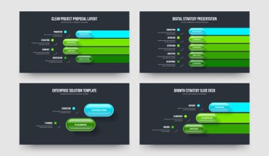 Görsel Teklif 4-5-2-3-Basamaklı Bilgi Sunumu Vektör Çizim Paketi. Yaratıcı Portföy 4523 Element Diyagram Slayt Gösterisi Tasarım Koleksiyonu.