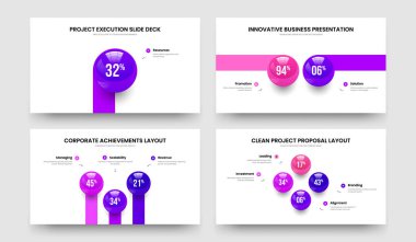 Eğitim Genel Görünümü 1234 Seçenek Grafik Slayt Gösterisi Yerleşimi Koleksiyonu. İş Tahminleri 1-2-3-4 Element Bilgi Kaydırma Şablonu Vektör Resimleri.