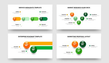 Atılgan 'ın Gelişimi 4-5-2-3 Basamaklı Bilgi Kaydırma Düzeni Vektör Resimleri Paketi. Finansal Giriş 4523 Element Grafik Sunum Şablonu Ayarlandı.