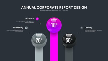 Yatırımcı Önerisi Üç Adım Çizelgesi Sunum Şablonu. Renkli Giriş 3 Element Infographic Frame Design. İş Planı Slayt Gösterisi Düzeni Vektör İllüstrasyonu.