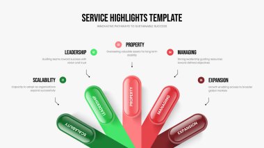 Şirket Raporu Sunum Tasarım Vektörü İllüstrasyonu. Yatırımcı Insight Beş Adım Diyagram Slayt Gösterisi Düzeni. Yaratıcı Brifing 5 Seçenek Bilgi Şablonu.