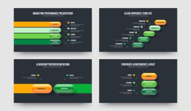 Yaratıcı İçgörü Dört Beş İki Üç Basamaklı Diyagram Sunum Düzeni Vektör İllüstrasyon Kümesi. Ürün Çözümü 4523 Element Bilgi Kaydırma Şablonu Koleksiyonu.