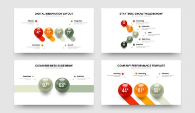 Temiz Çözüm 4523 Adım Kaydırma Şablonu Koleksiyonu. Renkli Analiz Dört Beş İki Üç Seçenek Slayt Gösterisi Slayt Gösterisi Vektör Çizim Paketi.