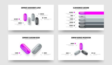 Danışma Buluşu 4523 Seçenek Slayt Gösterisi Düzenleme Paketi. Pazarlama Büyümesi 4-5-2-3 Element Diyagramı Sunum Tasarım Vektörü İllüstrasyon Kümesi.
