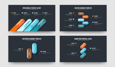 Satış Teklifi 4523 Seçenek Diyagram Çerçeve Tasarım Koleksiyonu. Şirket Portföyü 4-5-2-3 Element Bilgi Sunumu Vektör Çizim Paketi.