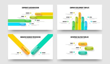 Ürün Gözden Geçirme 4523 Element Bilgi Slayt Gösterisi Tasarım Koleksiyonu. Şirket Portföyü Dört Beş İki Üç Adım Diyagram Kaydırma Şablonu Çizim Paketi.