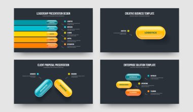 Modern Giriş 5123 Option Infographic Slayt Gösterisi Şablonu Paketi. Görsel Plan Beş Bir İki Üç Adım Çerçeve Düzeni Vektör Resimleme Koleksiyonu.