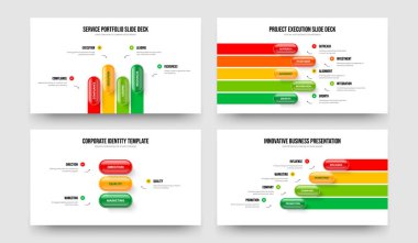 Reklam Önerisi Dört Beş Üç Seçenek Diyagramı Sunum Düzeni Vektör Çizim Paketi. Yatırımcı Insight 453 Element Bilgi Slayt Gösterisi Şablonu Koleksiyonu.