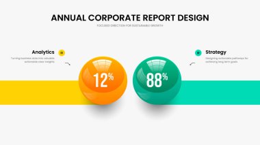 Kurumsal İnceleme 2 Seçenek Çizelgesi Sunum Düzeni. Reklamcılık Slayt Gösterisi Tasarım Vektörü İllüstrasyonu. Şirket Genel Görünümü İki Element Bilgi Kaydırma Şablonu.