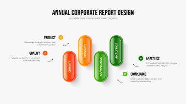 Yatırımcı Brifingi Dört Seçenek Diyagram Tasarımı. Dijital Genel Görünüm Sunum Düzeni Vektör İllüstrasyonu. Modern Portföy 4 Adım Bilgi Kaydırma Şablonu.