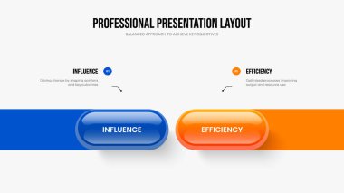 Enterprise Visualization Two Option Infographic Frame Mizanpajı. Dijital Teklif 2 Adım Diyagram Slayt Şablonu. Görsel Plan Slayt Tasarım Vektörü İllüstrasyonu.