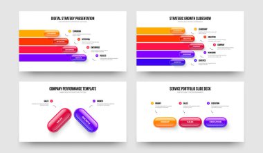 Atılgan Analizi 4-5-2-3 Element Diyagram Slayt Gösterisi Vektör Çizim Kümesi. Finansal Büyüme 4523 Seçenek Bilgisel Sunum Şablonu Paketi.