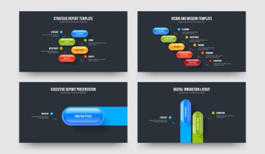 Modern Hava Tahminleri 4-5-1-2 Element Infographic Frame Şablon Vektör Çizimi. Yaratıcı Planlama 4512 Seçenek Diyagram Slayt Gösterisi Düzenleme Paketi.