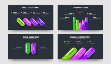 Atılgan 4523 Adım Diyagram Sunum Şablonu Paketi. Yatırımcı Profili 4-5-2-3 Element Bilgisel Çerçeve Tasarım Vektörü İllüstrasyonu.