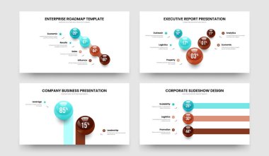 Enterprise Growth 4-5-2-3 Element Bilgi Kaydırma Düzeni Vektör Resimleri Koleksiyonu. Ürün Analizi 4523 Adım Çizim Şablonu Paketi.