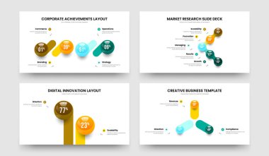 Modern Insight 4523 Seçenek Kaydırağı Tasarım Seti. Asgari Profil Dört Beş İki Üç Adım Grafik Tasarım Vektör Çizim Paketi.