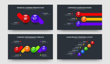 Bilim Kampanyası 2-3-4-5 Element Grafik Gösterisi Slayt Gösterisi Tasarım Vektörü Resimleri Koleksiyonu. İş Planlama 2345 Adım Diyagram Düzenleme Ayarları.