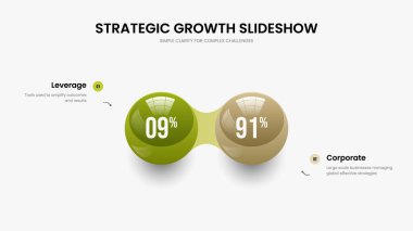 Pazarlama Hava Gösterisi Slayt Şablonu Vektör İllüstrasyonu. Profesyonel Plan 2 Element Kayma Çizelgesi Tasarımı. Modern Rapor İki Adım Grafik Düzenlemesi.