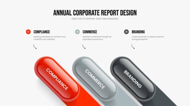 Dijital Geliştirme 3 Adım Diyagram Kaydırma Tasarımı. Proje Büyüme Üç Element Bilgi Şablonu. Görsel Başlatma Sunum Düzeni Vektör İllüstrasyonu.