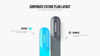 Servis Analizi İki Element Diyagramı Şablonu. Danışmanlık İnovasyonu 2 Seçenek Bilgisel Sunum Düzeni. İş Portföyü Slayt Tasarım Vektörü İllüstrasyonu.