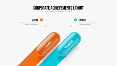 Şirket Fırlatma Slayt Gösterisi Düzeni Vektör İllüstrasyonu. Satış İcat İki Element Diyagramı Kaydırma Şablonu. Finansal Brifing 2 Adım Bilgi Çerçeve Tasarımı.