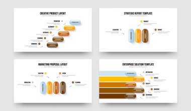 Atılgan 'ın Çözümü 5-3-4 Element Diyagram Çerçeve Düzeni Vektör Resimleri Koleksiyonu. Ürün Şovu 534 Seçenek Slayt Gösterisi Tasarımı.